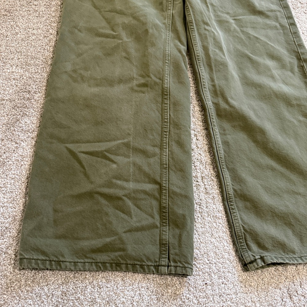 We The Free People Palmer Olive Green Wide Leg Utility Pants Jeans 30 High Rise - Picture 3 of 11